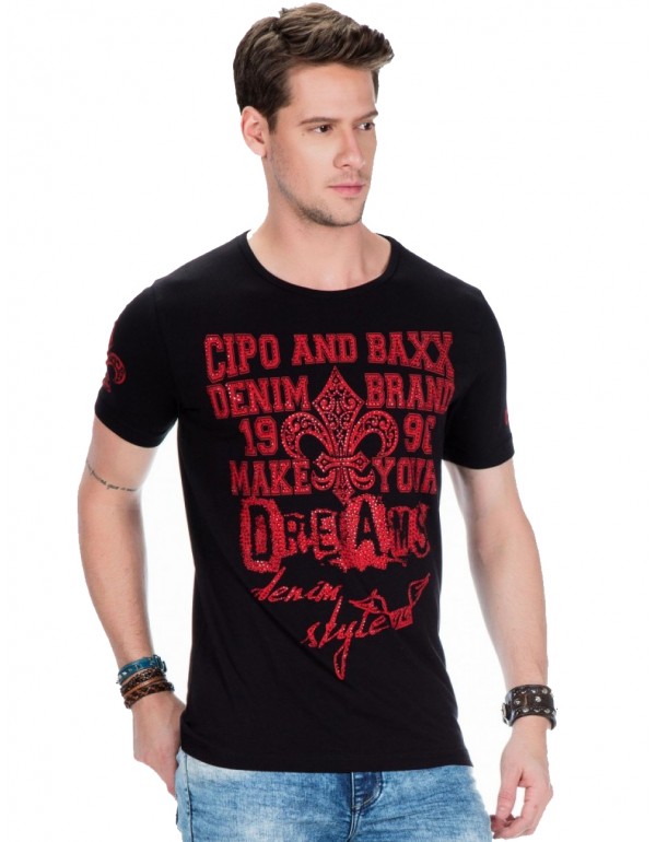 Брендовая мужская футболка Cipo & Baxx CT385 BLACK с наличием в Москве