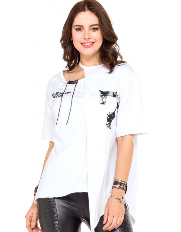Брендовая женская футболка Cipo & Baxx WT239 WHITE с наличием в Москве